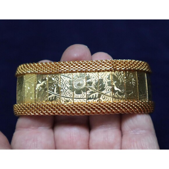 Vintage Hobe Mesh Floral Panel Bracelet - Picture 1 of 6